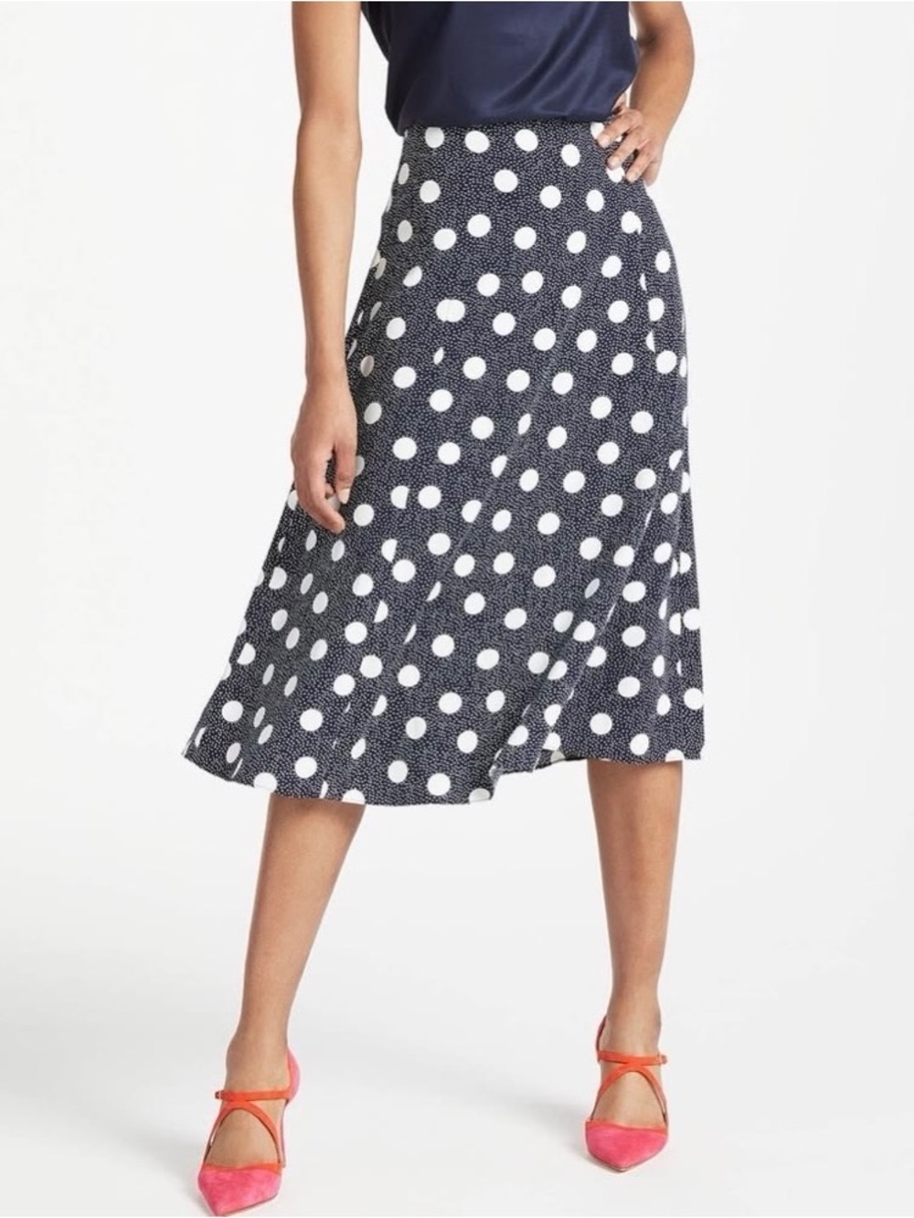 Boden Floaty Polkadot Midi Skirt